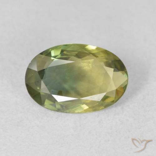 1.24ct Natural Verde amarillento Zafiro, Ovalada, VVS