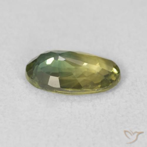 Zafiro Verde amarillento natural de 1.24 ct, Ovalada, VVS