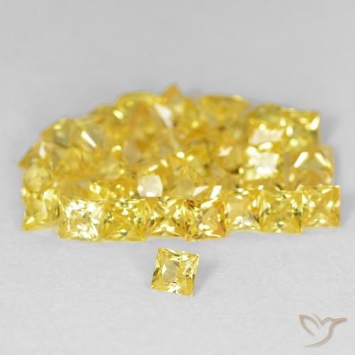Gemas de Zafiro Dorado amarillento natural de 6.89 ct, Cuadrado, VS