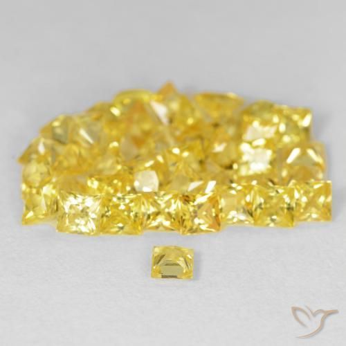 Gemas de Zafiro Dorado amarillento natural de 6.89 ct, Cuadrado, VS
