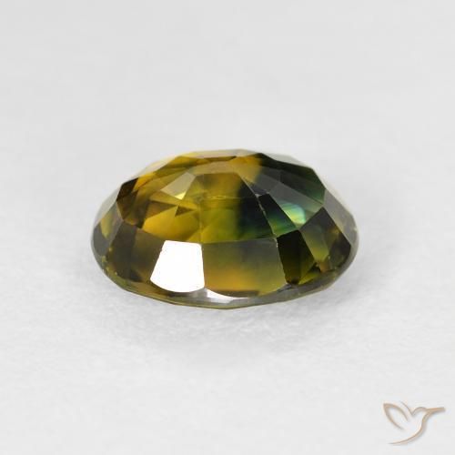 Zafiro Verde cálido natural de 3.42 ct, Ovalada, VS