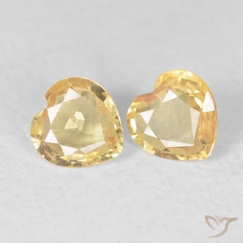 Gemas de Zafiro Dorado claro natural de 0.73 ct, Corazón, VVS-VS
