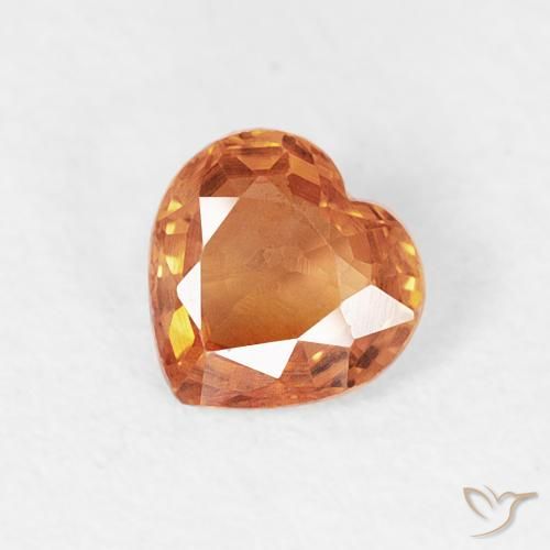 0.41ct Natural Ámbar naranja Zafiro, Corazón, VVS-VS