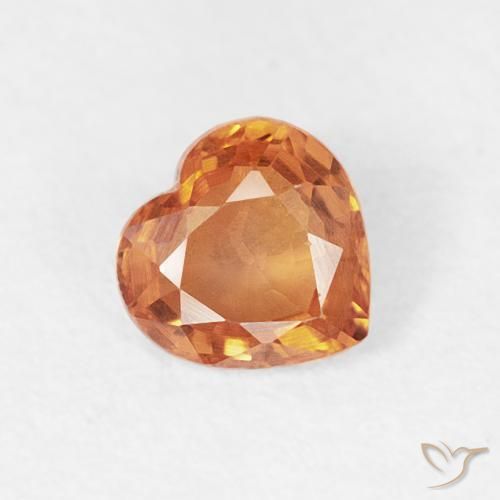 Zafiro Ámbar naranja natural de 0.41 ct, Corazón, VVS-VS