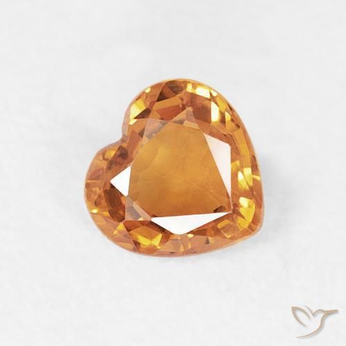 Zafiro Naranja medio natural de 0.43 ct, Corazón, VVS-VS