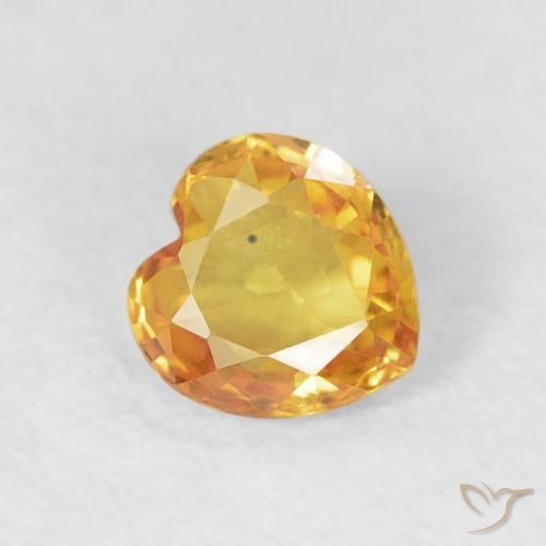 Zafiro Naranja medio natural de 0.41 ct, Corazón, VVS-VS