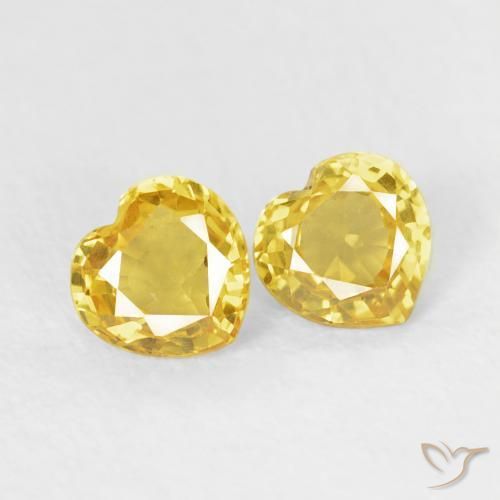 Gemas de Zafiro Amarillo natural de 0.79 ct, Corazón, VVS-VS