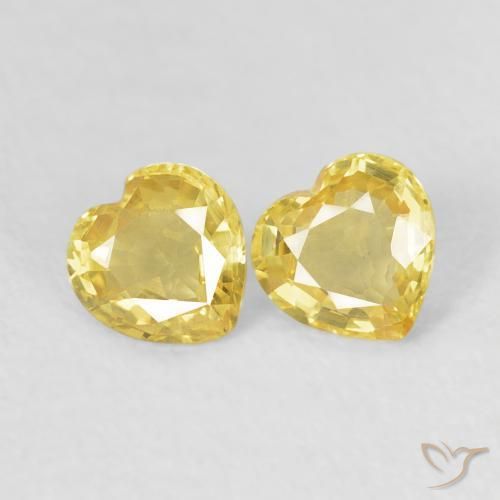 Gemas de Zafiro Amarillo natural de 0.82 ct, Corazón, VVS-VS