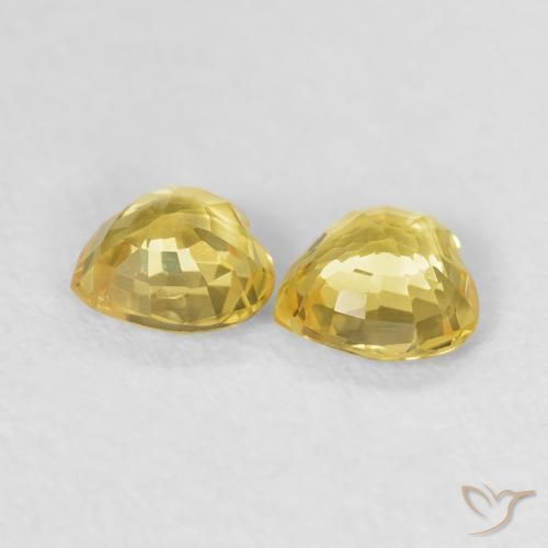 Gemas de Zafiro Amarillo natural de 0.82 ct, Corazón, VVS-VS
