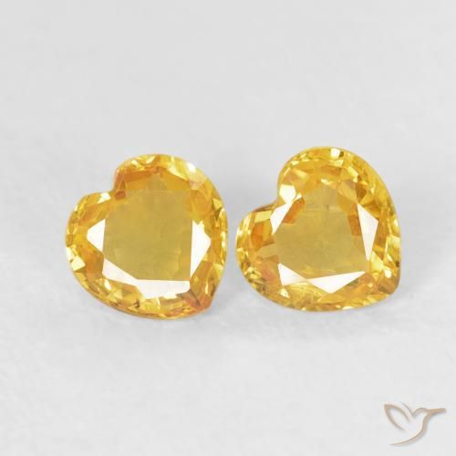Gemas de Zafiro Dorado natural de 0.80 ct, Corazón, VS
