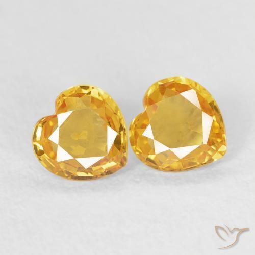 Gemas de Zafiro Dorado claro natural de 0.71 ct, Corazón, VVS-VS