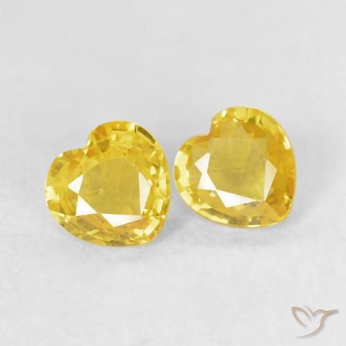 Gemas de Zafiro Amarillo natural de 0.73 ct, Corazón, VS