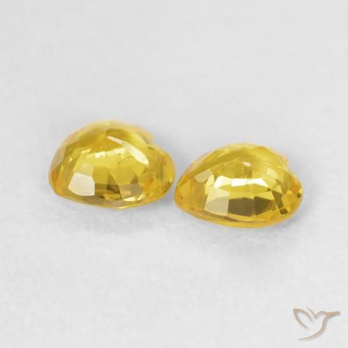 Gemas de Zafiro Amarillo natural de 0.73 ct, Corazón, VS