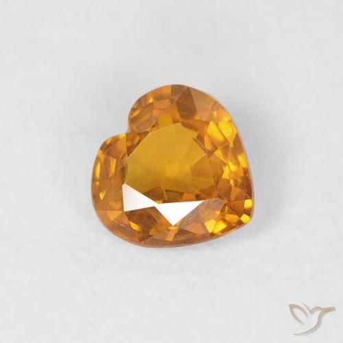 Zafiro Naranja oscuro natural de 0.35 ct, Corazón, VS