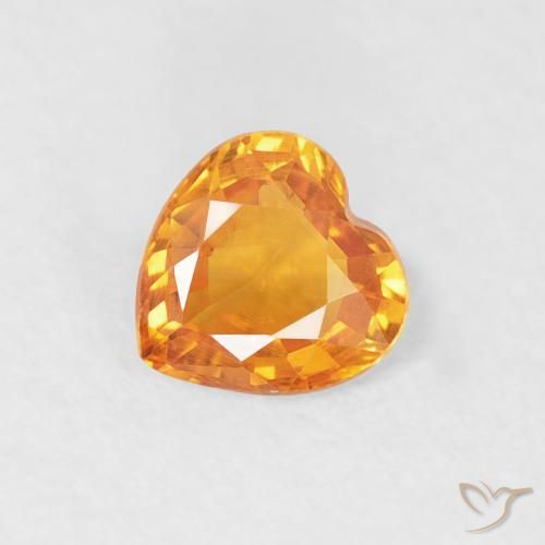 0.40ct Natural Naranja medio Zafiro, Corazón, VS