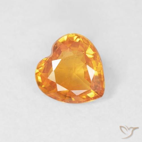 Zafiro Naranja medio natural de 0.40 ct, Corazón, VS