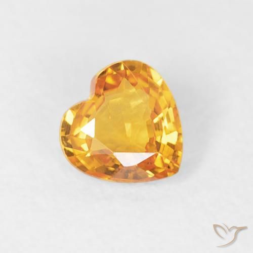 Zafiro Naranja medio natural de 0.43 ct, Corazón, VS