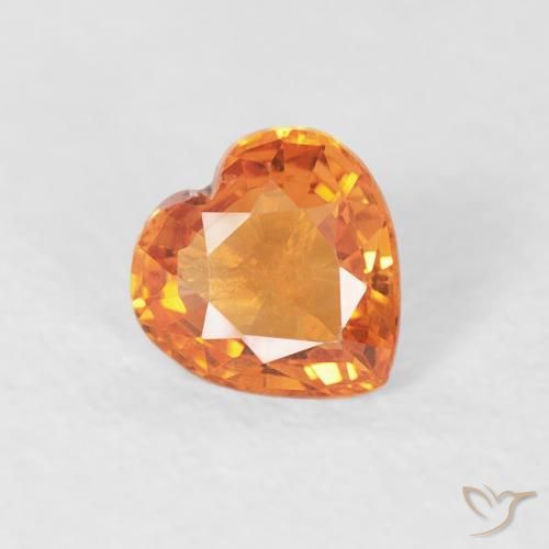 Zafiro Naranja rojizo natural de 0.33 ct, Corazón, VS