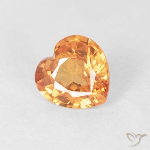 Zafiro Naranja intenso natural de 0.41 ct, Corazón, VS