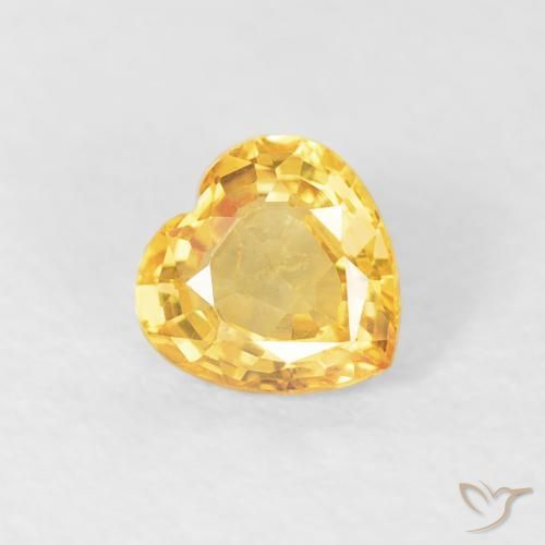 Zafiro Naranja dorado natural de 0.48 ct, Corazón, VS