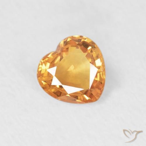Zafiro Naranja intenso natural de 0.36 ct, Corazón, VVS-VS