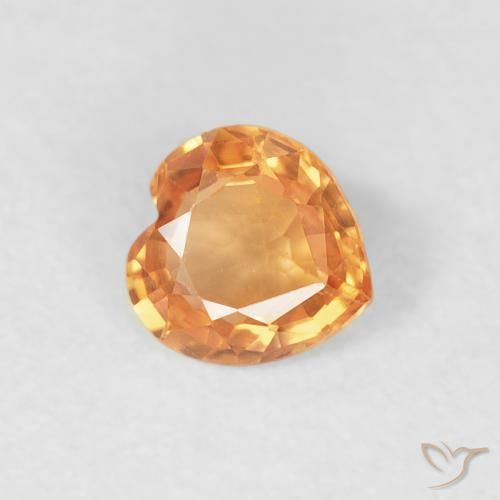 Zafiro Naranja claro natural de 0.39 ct, Corazón, VVS-VS