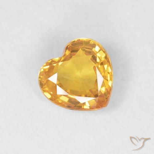 Zafiro Dorado-naranja medio natural de 0.43 ct, Corazón, VVS-VS