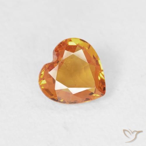 Zafiro Naranja albaricoque natural de 0.36 ct, Corazón, VS