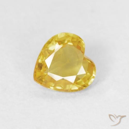Zafiro Amarillo medio natural de 0.42 ct, Corazón, VS