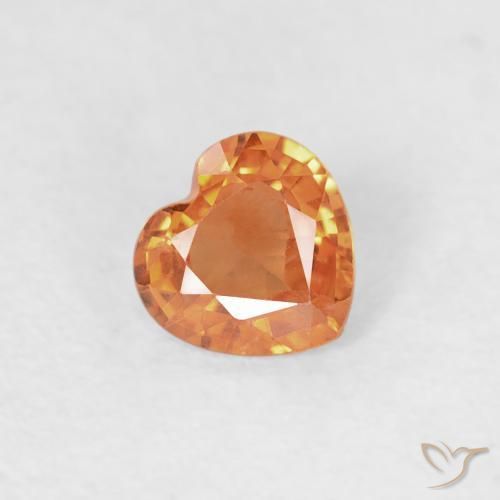 0.36ct Natural Naranja medio Zafiro, Corazón, VS