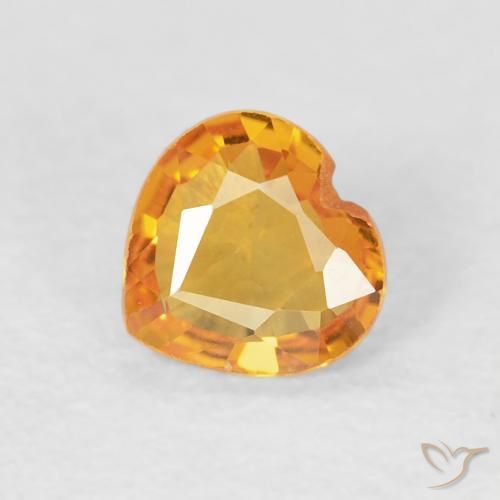 0.42ct Natural Dorado naranja Zafiro, Corazón, VVS