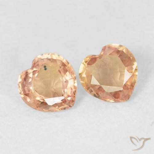 0.77ctw Natural Dorado durazno Zafiro, Corazón, VVS-VS