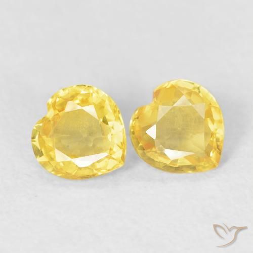 Gemas de Zafiro Amarillo medio natural de 0.75 ct, Corazón, VVS-VS