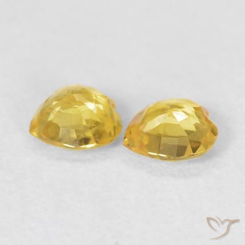Gemas de Zafiro Amarillo medio natural de 0.75 ct, Corazón, VVS-VS