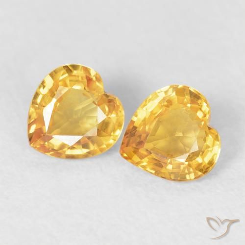 Gemas de Zafiro Dorado claro natural de 0.93 ct, Corazón, VVS-VS
