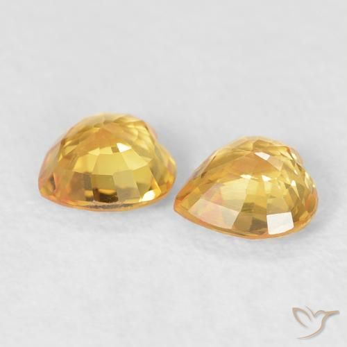 Gemas de Zafiro Dorado claro natural de 0.93 ct, Corazón, VVS-VS