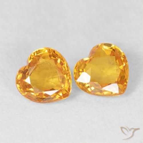 Gemas de Zafiro Dorado naranja intenso natural de 0.85 ct, Corazón, VVS-VS