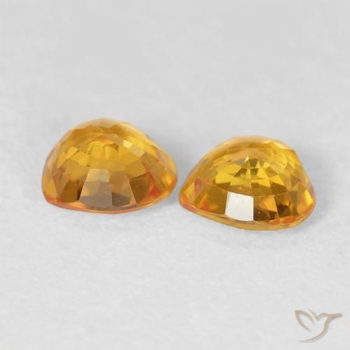 Gemas de Zafiro Dorado naranja intenso natural de 0.85 ct, Corazón, VVS-VS