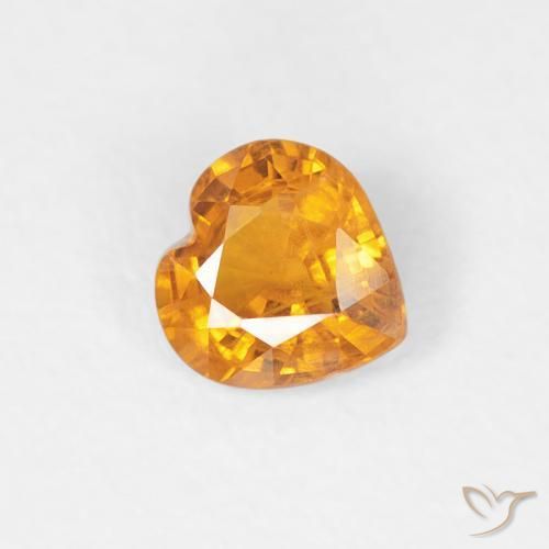 Zafiro Naranja medio natural de 0.37 ct, Corazón, VS-SI