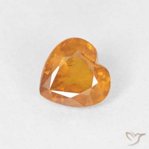 Zafiro Ámbar naranja natural de 0.46 ct, Corazón, VS-SI