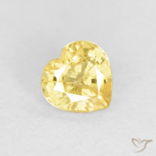 Zafiro Amarillo medio natural de 0.46 ct, Corazón, VS-SI