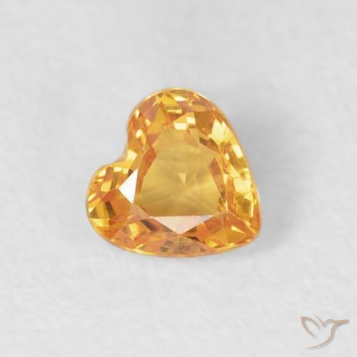 Zafiro Naranja medio natural de 0.46 ct, Corazón, VVS