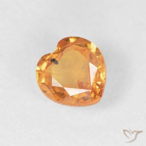 Zafiro Naranja claro natural de 0.44 ct, Corazón, VVS-VS