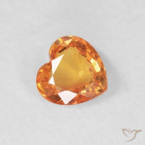 Zafiro Naranja claro natural de 0.40 ct, Corazón, VVS