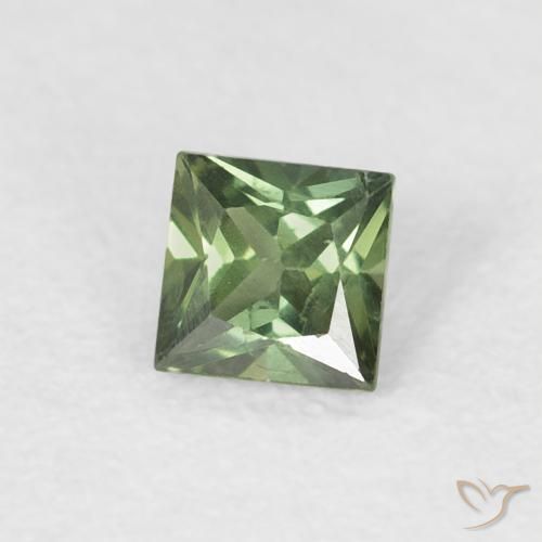 Zafiro Verde medio natural de 0.31 ct, Cuadrado, VS