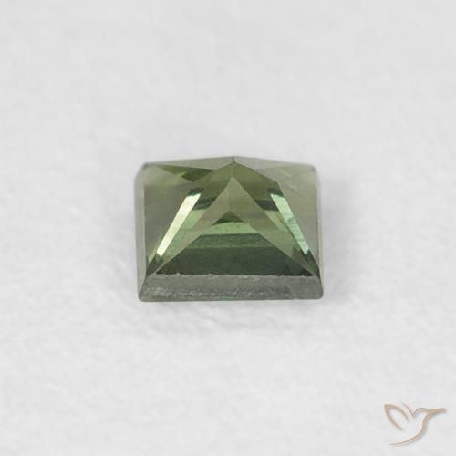 Zafiro Verde medio natural de 0.31 ct, Cuadrado, VS