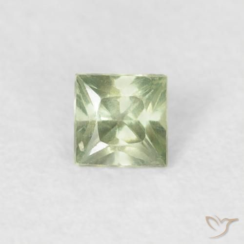 0.20ct Natural Verde salvia muy claro Zafiro, Cuadrado, VS