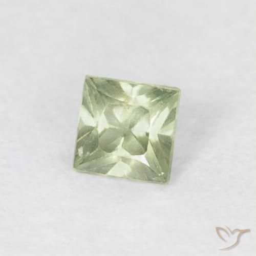 Zafiro Verde salvia muy claro natural de 0.20 ct, Cuadrado, VS