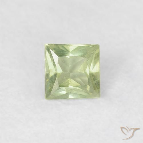0.18ct Natural Verde amarillo claro Zafiro, Cuadrado, VS