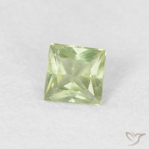 Zafiro Verde amarillo claro natural de 0.18 ct, Cuadrado, VS